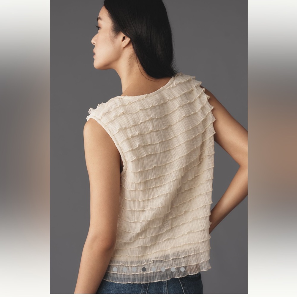 Anthropologie Bow Tier Ruffle Top - Picture 3 of 9